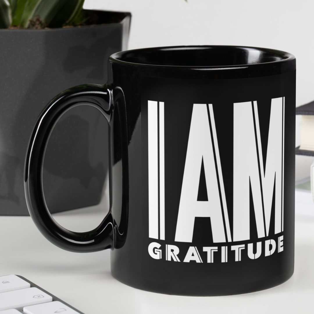 GRATITUDE Black Ceramic Mug