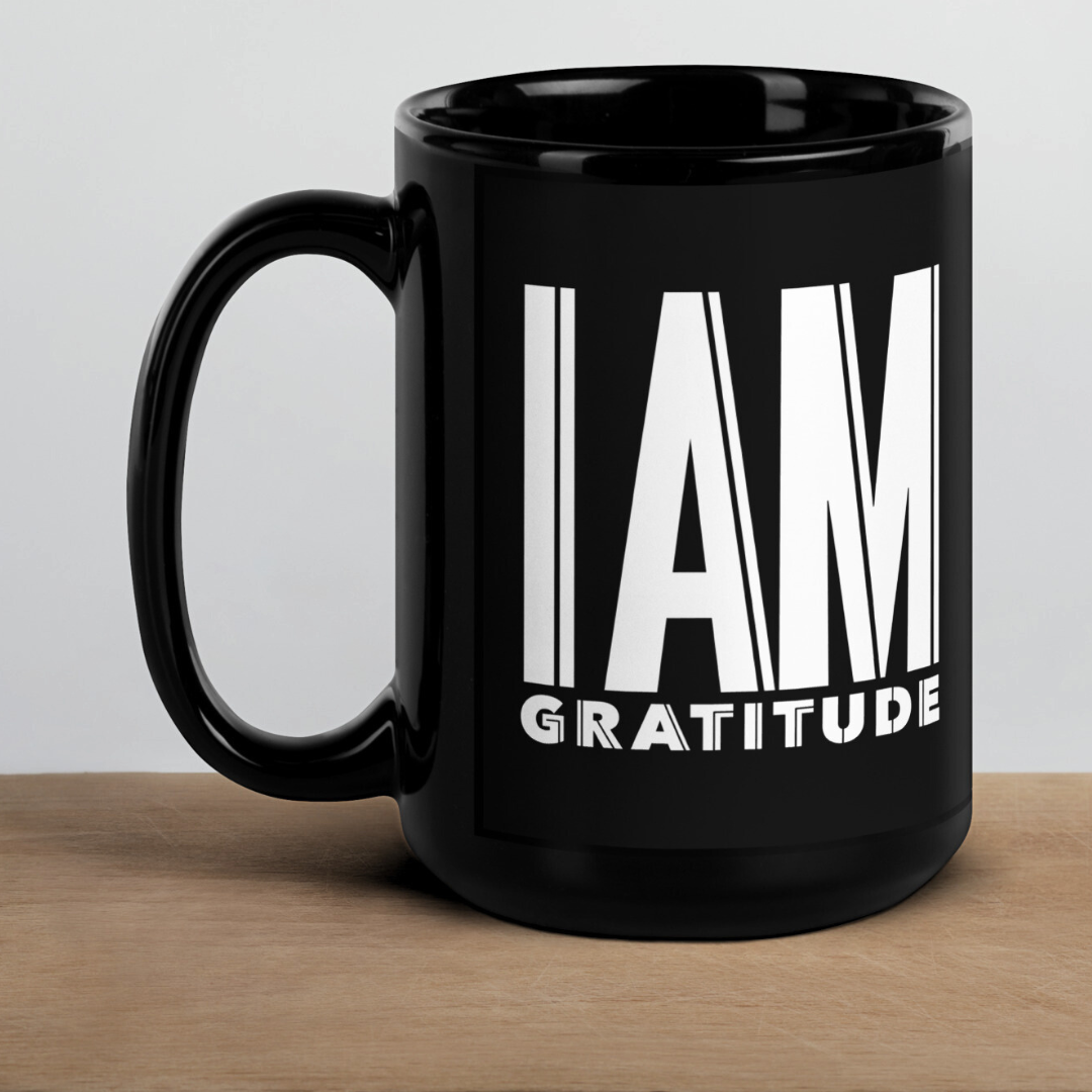 GRATITUDE Black Ceramic Mug