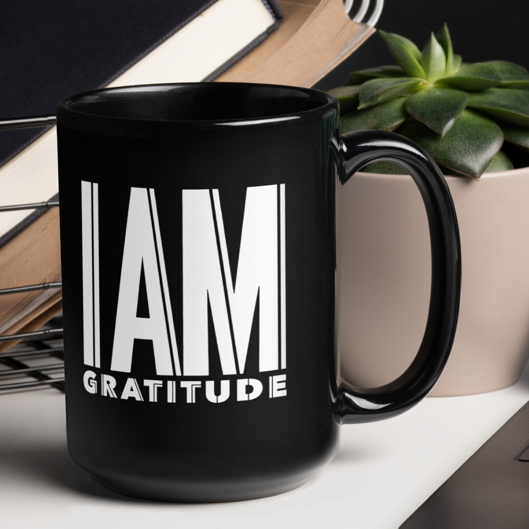 GRATITUDE Black Ceramic Mug