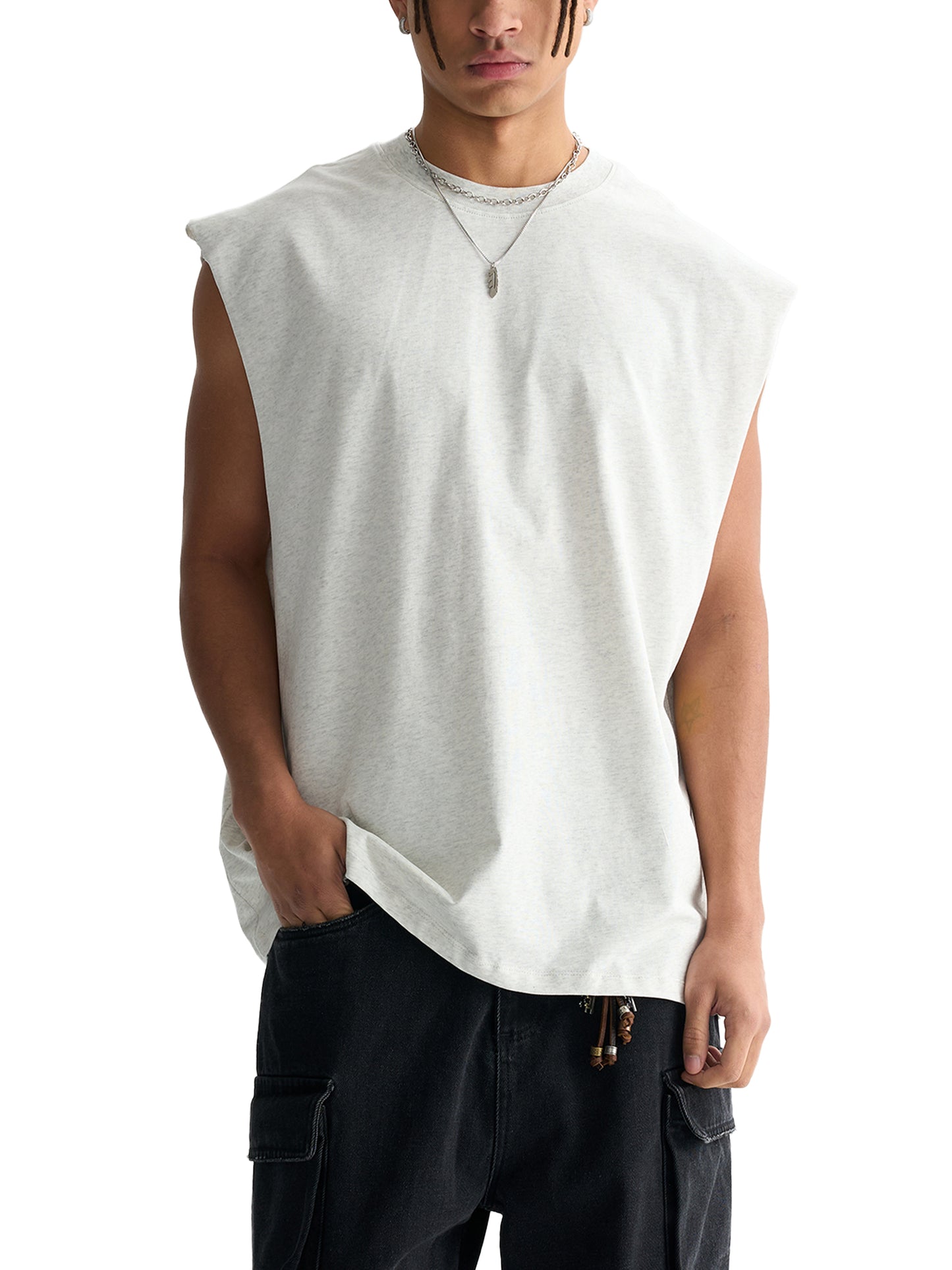 Illusion Raw Edge Cotton Tank Top