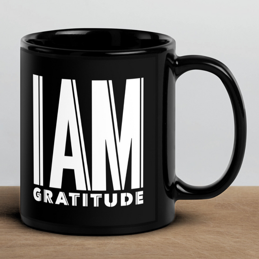 GRATITUDE Black Ceramic Mug