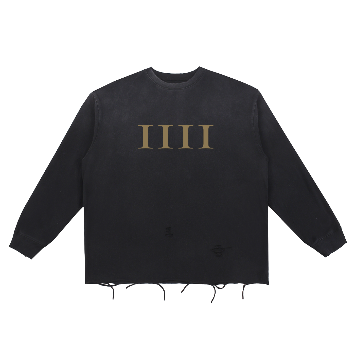 1111 Angel Number Raw Edge Long Sleeve Cotton T-Shirt | Artifact Palette
